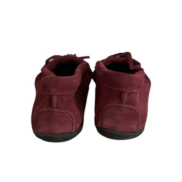Minnetonka‎ Kilty Burgundy Moccasin Loafer Arizona Fabric Toe Size 8.5 - Picture 7 of 8